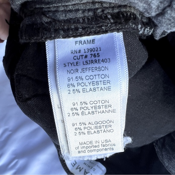 FRAME Denim Le Skinny de Jeanne Jeans in Jefferson Noir Women 25 Distressed Leg - Picture 11 of 12